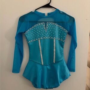 Blue Long Sleeve Ice Skating Dress